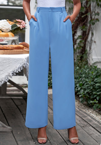 Tranquil Blue Women's High Waisted Wide Leg Business Work Pants