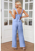 Whispy Blue Women's 2 Piece Sets Flowy Square Neck Top Wide Leg Pants Vacation Two Piece Outfits