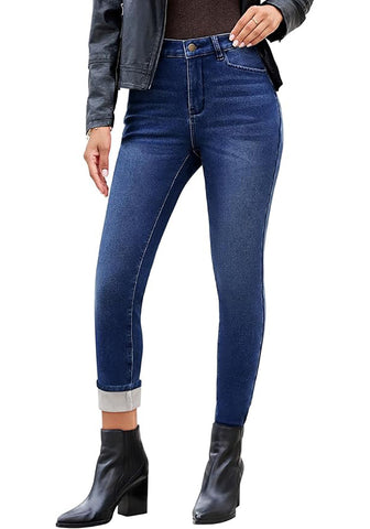 Women's High Waisted Fleece Lined Skinny Jeans Warm Stretch Denim Pants