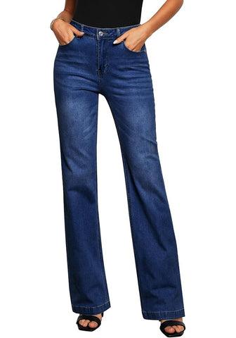 Indigo Skyblue Mid-Waisted Stretchable Straight Leg Denim Jeans