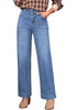 Medium Blue Women's High Waisted Wide Leg Jeans with Comfort Stretch and Functional Pockets