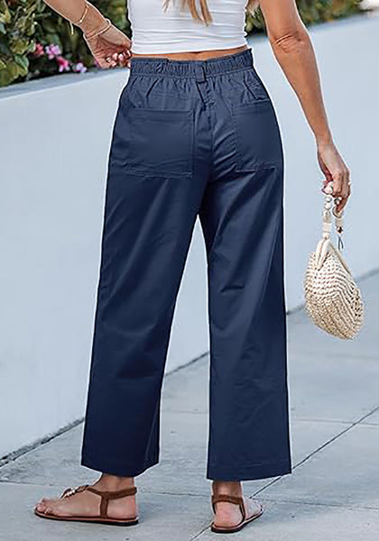 Women's Comfy High Waist Wide Leg Tailored Relaxed Fit Daily Wear Pants