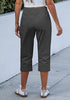 Women's Stretchy High Elastic Waist Wearable Tapered Short Cargo Capri Pants
