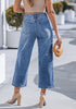 Women's High Waisted Multi Button Wide Leg Denim Jeans Casual Relaxed Daily Wear Functional Pockets