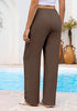 Women's Loose Wide Leg Pants with Hollow Out Side High Waisted Drawstring Elastic Casual Summer Trousers