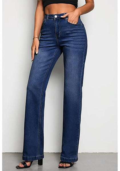 Indigo Skyblue Mid-Waisted Stretchable Straight Leg Denim Jeans