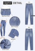 Medium Blue High Waist Skinny Jeans with Elastic Waistband for Women Stretch Denim Functional Pockets Comfort Fit Jeggings