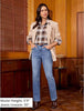 Medium Blue High Waist Denim Pants Straight Leg Comfort Stretch Jeans Full Length Jeans with Pockets Casual