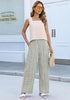 Women’s Striped Wide Leg Pants Causal Elastic High Waist Full Length Trousers with Pockets
