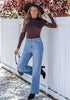 Medium Blue Women's High Waisted Wide Leg Jeans with Comfort Stretch and Functional Pockets
