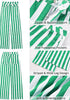 Women's Fashion High Waist Wide Leg Loose Fit Green White Striped Denim Jeans