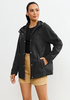 LookbookStore Women's Black Waterproof Lightweight Rain Jacket, Adjustable Hood Windbreaker Rain Coat for Hiking & Travel