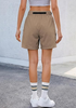 LookbookStore High Rise Khaki Women's Cargo Shorts, Mid-Thigh Quick Dry Hiking Shorts with Belt & Zipper Pockets