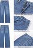 Medium Blue Women's High Waisted Wide Leg Jeans with Comfort Stretch and Functional Pockets