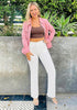 White Mid-Waisted Stretchable Straight Leg Denim Jeans