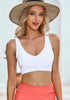 White Women's Plain Adjustable Swimsuit Top Ruched Bikini Top