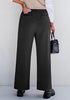 Black Women's  High Waist Relaxed Fit Wide Leg Cropped Length Style Casual Pants With Pockets