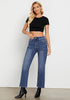 Classic Blue Women's High Waist Jean Regular Fit Slight Stretch Straight Leg Ankle Length Pants