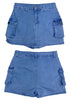 Medium Blue Women's High Waist Cargo Pocket Skirt Y2K Short