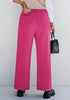 Hot Pink Women's  High Waist Relaxed Fit Wide Leg Cropped Length Style Casual Pants With Pockets