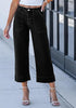 Washed Black Women's Cropped High Rise Denim Pull On Retro Wide Leg Jeans