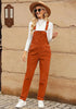 Rust Womens Overalls Corduroy Bib Adjustable Straps Fashion Jumpsuit Overall for Women with Pocket