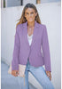 Lavender Womens Notched Lapel Pockets Button Work Office Blazer Jacket Suit