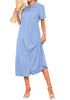 Azure Mood Women's Button Down Casual Babydoll Vacation Denim Long Dresses