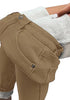 Khaki Women's Denim Fleece Mid Waist Thermal Jeggings Warm Trousers Jeans