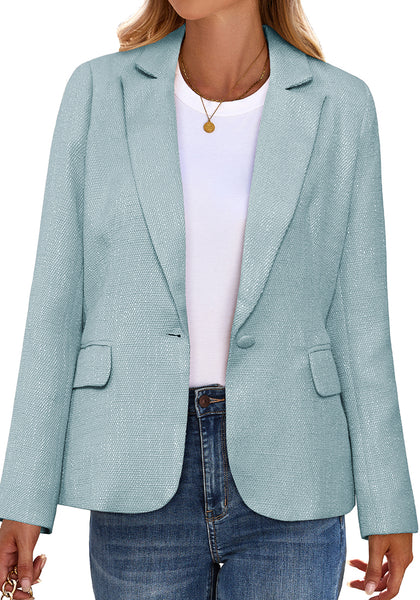 Canal Blue Women's Professional Long Sleeve Blazer Office Business Casual Blazer Jacket