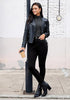 Women's High Waisted Black Skinny Fleece Lined Denim Jeans