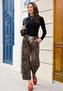 Women's Leopard Print Wide Leg Pants with Drawstring Elastic Waist Casual Loose Trousers for Summer Lounge & Vacation