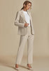 Light Beige Women's Blazer Set Business Casual Full Fit Blazer Jackets and Straight Pant Suits with Pockets