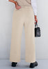 Light Khaki Women's High Waisted Wide Leg Knit Lounge Pant with Pockets