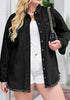 True Black Button-Up Oversized Women's Denim Shacket