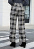 Black & White Plaid Palazzo Pants Women High Waist Wide Leg Trousers with Pockets Comfort Fall Winter Vintage Office
