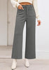 Grey Women's  High Waist Relaxed Fit Wide Leg Cropped Length Style Casual Pants With Pockets