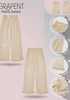 LookbookStore Women Beige High Waist Linen Pants Wide Leg Ruffle Hem Elastic Waist Cropped Ankle Beach Summer Casual Pants