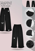 LookbookStore Women Black High Waist Linen Pants Wide Leg Ruffle Hem Elastic Waist Cropped Ankle Beach Summer Casual Pants