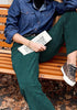 Forest Green Women's Casual High Waist Pocket Polyester Relaxed Fit Wide Leg Pants