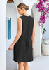 LookbookStore Women's  Black Knee Length Linen Dress – Sleeveless V Neck Button Down, Self Tie Waist & Side Pockets