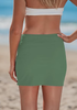 LookbookStore Women Iceberg Green High Waisted Swim Skirt Tummy Control Side Slit Elastic Quick Dry Swim Cover Up