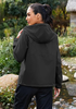 LookbookStore Women Black Waterproof Lightweight Rain Jacket Hooded Windbreaker Drawstring Zip Rain Coat for Hiking Outdoor Travel