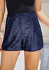 Navy Blue Women's High Waisted Stretchy Glitter Sparkly Short Party Outfits