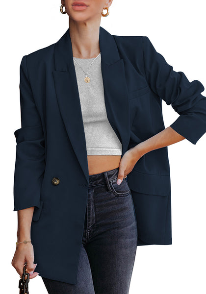 Navy Blue Blazer Jackets for Women Business Casual Outfits Work Office Blazers Lightweight Dressy Suits with Pocket