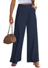 Navy Blue Women's High Waisted Wide Leg Business Work Pants