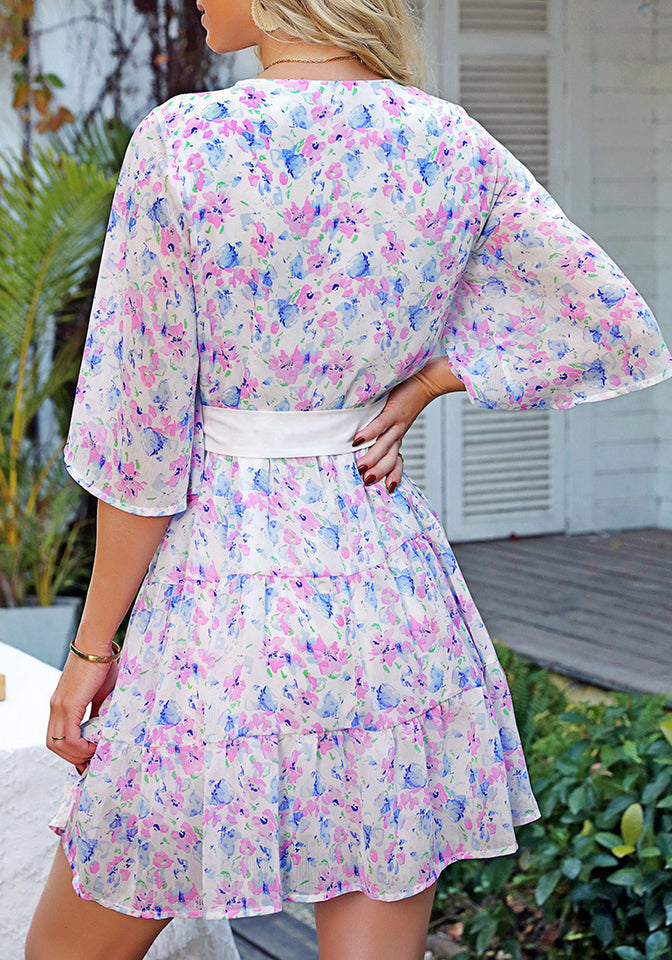 Blue Pink Floral Floral Babydoll Dress for Women Chiffon Cute Flowy Su Lookbook Store Blue Pink Floral Floral Babydoll Dress for Women Chiffon Cute Flowy Su Lookbook Store