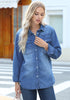 Midnight Blue Women's Trendy Long Denim Jackets Oversized Shackets with Pockets