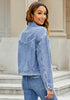 Reef Blue Women's Brief Relaxed Trucker Croped Zip Up Denim Jackets with Pockets