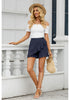 Dark Blue Women's High Waist Flowy Elastic Waist Lightweight Skort Ruffle Shorts